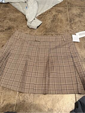 💙Plaid Pleated Mini Skirt in Taupe